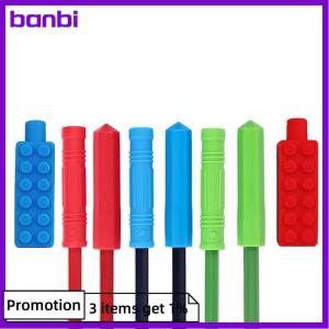 banbi 1Pcs Chewable Pencil Topper Bite Silicone Teether Pencil Cap Sensory Toy