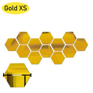 กระจกอะคริลิคทรงหกเหลี่ยมสติ๊กเกอร์ติดผนังขนาด6/12/24ชิ้นเครื่องประดับสะท้อนแสงสติ๊กเกอร์ตกแต่งบ้านสติกเกอร์รูปลอกติดผนังแบบลอกออกได้