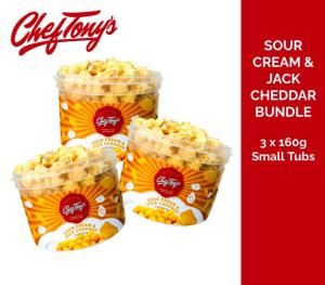 Sour Cream & Jack Cheddar Popcorn by Chef Tonys Bundle (Small Tub) E