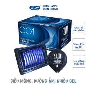 Bao cao su SLM ULTRA THIN MOISTURIZING Siêu mỏng 001 nhiều gel gốc nước duỡng ẩm sâu hương vani hộp 10bcs