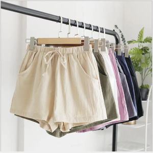 Ginza6 High Waist Women Tie Front Waist Pocket Shorts 9055#