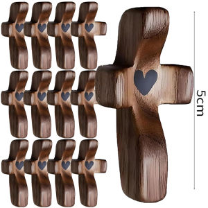20PCS Mini Wooden Crosses Lightweight Encouragement Black Walnut Praying Crucifixion Pockets Palm Crucifix for Children Adults