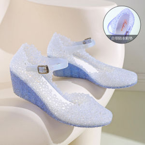 Free Shipping New Summer Collection: WomenS Open-Toe Wedge Sandals With Crystal Embellishments Height-Enhancing Versatile Transparent Breathable And With Thick Soles