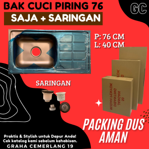 wastafel Cuci Piring murah stainless ukuran 76cm komplit kran / Sink / Wastafel Stainless Steel 76cm KOMPLIT Slang Pembuangan + Kran Angsa Flexible Jumbo