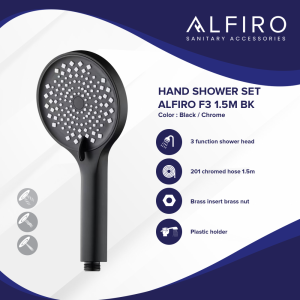 Alfiro F3 BK Hand shower Chrome High Quality 3 Fungsi