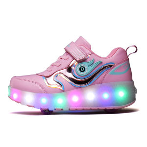 XueChur Size 28-43 Led Wheels Sneakers for Kids Adult USB Charging Glowing Roller Skate with Lights Double Wheely on Heel Children