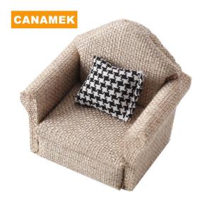 【CANAMEK】 1 12 Dollhouse Mini Flax Sofa Throw Pillow Model Dollhouse Furniture Decoration Dolls House Home Scene Decor Accessories