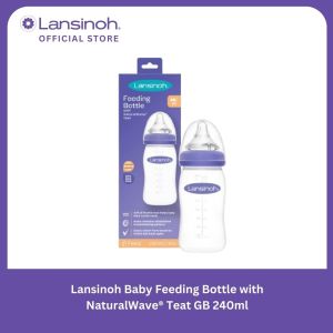 Lansinoh Anti-Colic Baby Bottles for Breastfeeding Babies with NaturalWave® Teat GB 240ml