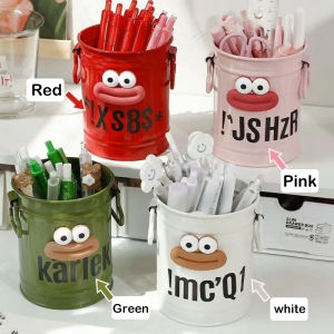 Cute Big Mouth Pen Holder Desk Pen Organizer for Adult Girl Large Capacity Round Pencil Case DIY Students Stationery