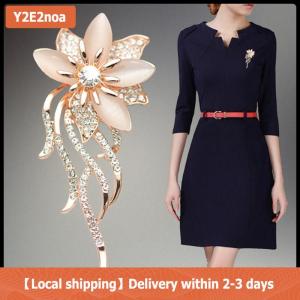 【Local shipping】 Opal Hoa Trâm Rhinestone Pha Lê Trâm Pin Wedding party phụ nữ trang sức