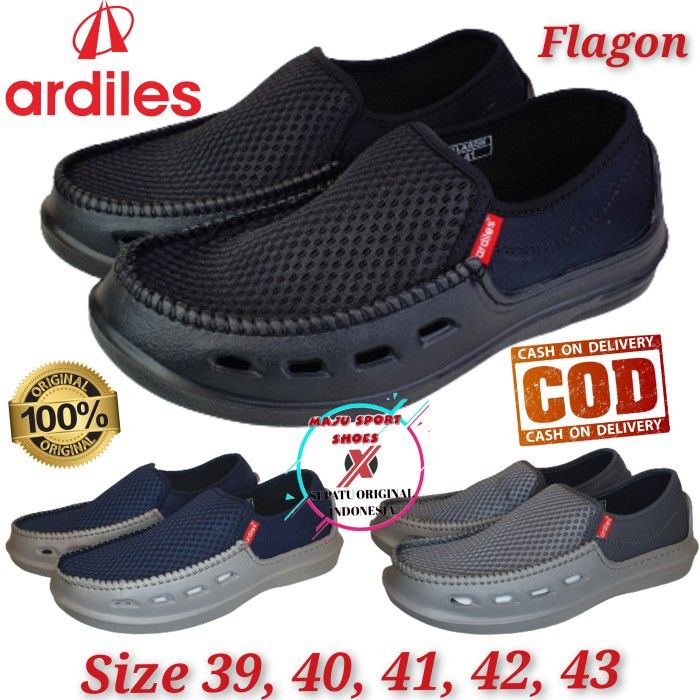 SEPATU SLIP ON ARDILES FLAGON / SEPATU ARDILES PRIA KARUNG - Abu-abu, 42