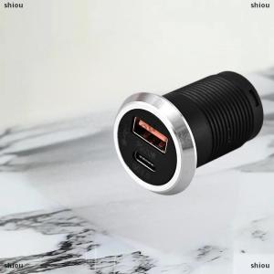 [COD] shiou 1ชิ้น9V 2A 5V 3A USB Type-C MINI ที่ชาร์จในรถแบบเร็วเดสก์ท็อปที่ชาร์จแบบซ่อนที่ชาร์จ USB แบบฝังพลังงานอัตโนมัติ