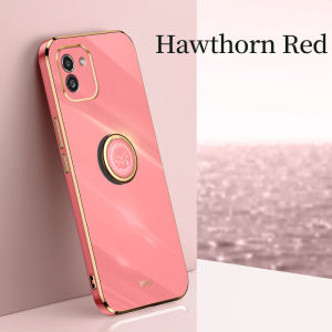 YBD Straight Edge Case For Samsung A03 A04 A05S A05 A04E A042F F14 M13 5G A06 casingLuxury Plating Bracket Cases with Phone Ring Holder