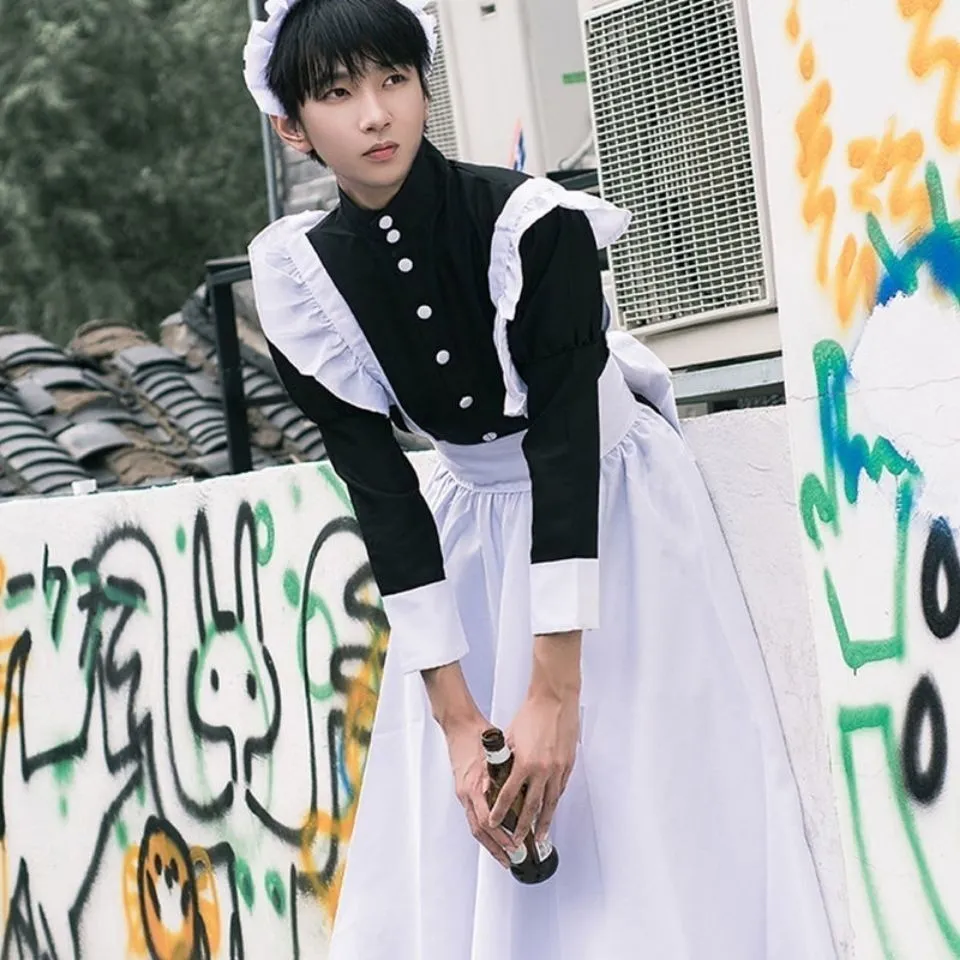 Maid Outfit Men Wear Cosplay Cute Japanese Lolita Dress Anime Maid