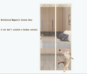 Reinforced Magnetic Screen Door Anti Mosquito Curtain mesh for doorHeavy Fabric Screen Full Frame Adhesive Wire Strip