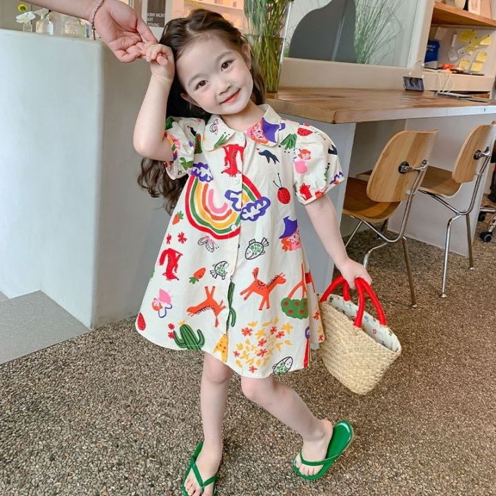 💗ข้อเสนอพิเศษแบบจำกัดเวลา💗ชุดเดรส ลายกราฟฟิตี สำหรับเด็กผู้หญิง 1-9 ขวบ ...