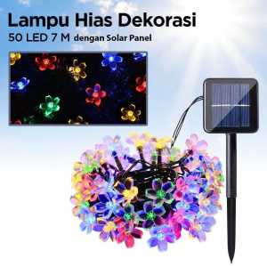 Lampu Hias Model Bunga String Lights 50 LED 7M with Solar Panel Yushiled- M072 / Lampu hias LED pohon natal / Lampu hias cocok untuk taman ruang tamu kamar tidur / lampu hias led untuk acara pesta pernikahan ulang tahun pelaminan