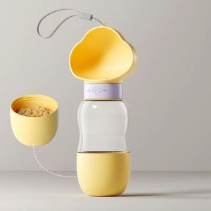 Pet Water Bottle 2 in 1 Dogs & Cats Drinking Bottle with Food Storage Clouds Water Bottle Portable Outdoor Water Feeder