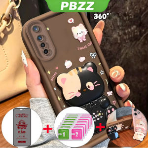 Feadship Case for Realme 6 pro 6 phone casing Softcase Silicone shockproof Cover new design aesthetic with holder Ceramic Privacy Resistant Tempered Glass cute pink cat for girls JTFKMZJ1