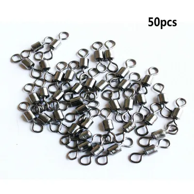 50/100Pcs Stainless Steel 8# Fishing Connector Corrosion-Resistant Bearing Rolling Rotating Solid Ring Connector Fishing Accessories