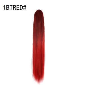 Kẹp Tóc Đuôi Ngựa Xoăn Thẳng Dài 22Inch Kẹp Tóc Nối Màu Ombre Đen Xám Xanh Đỏ Cho Nữ