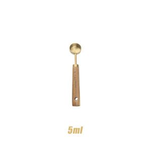 Mini Measuring Spoon Sendok Ukur Stainless Steel Gagang Kayu Sendok Takar Kopi Teh Susu Gula 5ml 15ml 60ml 250ml