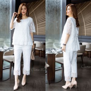 Cutie Minute อก ฟรีไซส์  46" เอว ยางยืดรอบเอว 28"-44" Set)ชุดเซ็ทลูกไม้เนื้อหนาเกรดพรีเมี่ยม  เลือกใช้ลูกไม้ลายเชิงทั้งชุด ลายลูกไม้สวยมากคะ ดีเทลแต่งด้านในด้วยผ้าอัดพลีทสีเดียวกับชุดสวยหรู ดูดี