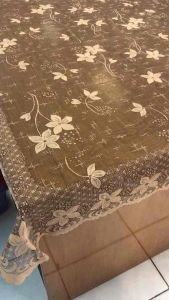 Taplak Meja Makan persegi 6 kursi 150 x 230 cm bahan kakn polyester tile tipis varian twotone Hitam Coklat Susu