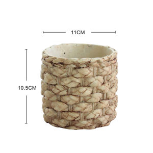 153. Faux Reed Grass Creative Flower Pot - Mold-Resistant Woven Cement and Rattan Planter for Indoor Greenery Durable and Sturdy Garden Decor POT1107
