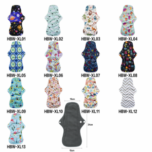 Bamboo Cloth Sanitary Napkin Reusable Washable Menstrual Pads Women Hygiene Sanitary Towels Pads Postpartum Nursing Pads Random Pattern