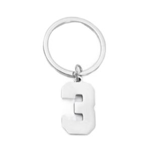 WH 0-9 Number Keychain Stainless Steel Cut-Out Design Minimalist Student Backpack Charm Lucky Number Keychain