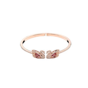 SWAROVSKI Luxury Swan Bracelet Rose Gold Red Crystal Dancing Swan Open Bracelet Light Luxury Niche