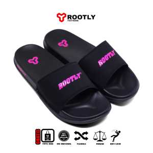 Rootly - Sandal Pria Motif Full Black Flip Flop