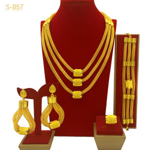 [ Premium Selection ] New African Jewelry Four-piece Set   Dubai Indian Womens Necklace Bracelet Earrings Ring  jewelry set
