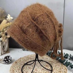 COUPLECOL Cable Knit Knitted Beanie Thick Yarn Large Size Winter Cap Dual Use Scarf Solid Color Neck Warmer Women
