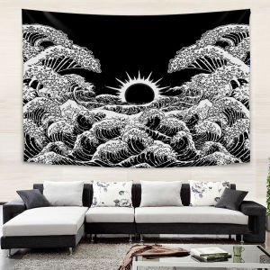 ผ้าพื้นหลังสไตล์ INS ผ้าผนัง Ukiyo-e ผ้าทอตกแต่งห้องนอน ผ้าแขวนข้างเตียง