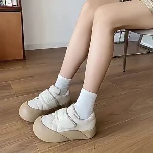 7Li Velcro Casual Big Head Board Shoes Foreign Trade 2024 Summer New Ugly and Cute Thick Bottom Bread Shoes Womens All-Match Two Cotton