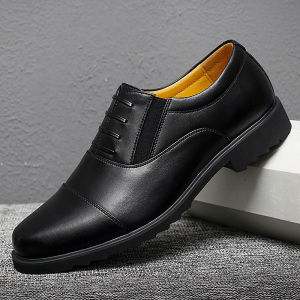 Senior Giày Da Công Sở Ba Đầu Nối Mẫu Mới Giày Thường Ngày Bề Mặt Mềm Đế Mềm Giày Nam Công Sở Màu Trơn Giày Cưới Buộc Dây