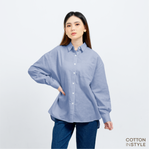 Cotton Inch - Pamela Kemeja Oversize Stripe Wanita Lengan Panjang
