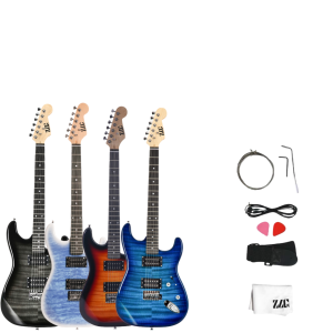 ZLG 6-string Stratocaster electirc guitar with amplifier Flame pattern HH Alnico pick up-Professional&beginners Fast shipping Free gifts