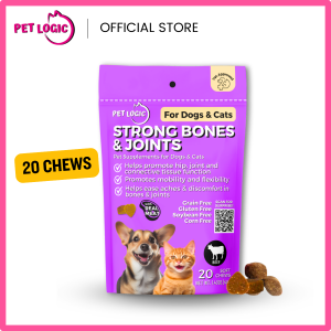 Pet Logic Strong Bones & Joints 40g Dog & Cat Treats Supplement Snack : Dog Probiotics Dog Multivitamins Dog Supplements Appetite Booster for Dogs Puppy Food Adult Dog Food for Jolly Joints Support