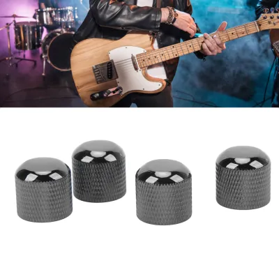 Guitar Tone Volume Knobs 4 Pieces Iron Professional Dome Guitar Knobs for Bass (Black)