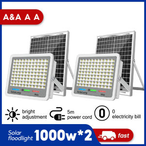 【Best Seller】3000W Solar Lights With Solar Panel Outdoor LED Solar 25 Years Warranty Flood Light Solar Lights Outdoor Waterproof Street Light Waterproof With Remote Control Support COD
