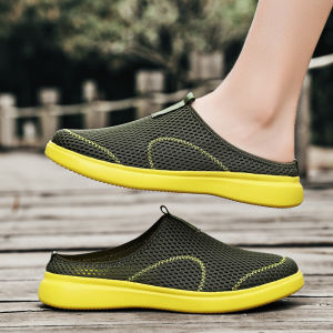 Lightweight Mens Half Slippers Breathable Men Slippers Fashion Casual Shoes Anti-slip Male Flat Slip on Flats Outdoor Big Size