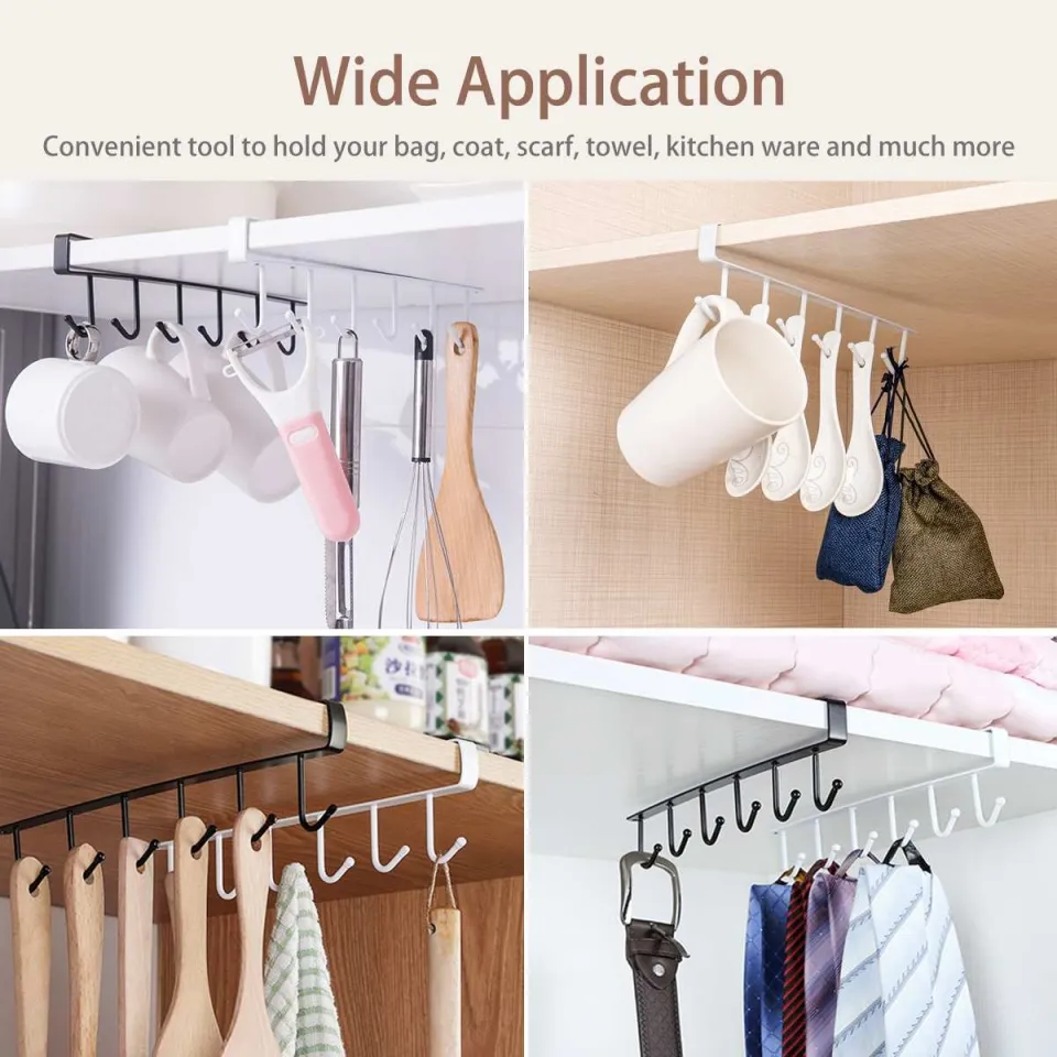 3pcs Kitchen Under Cabinet Towel Cup Hanger Rack Organizer Storage