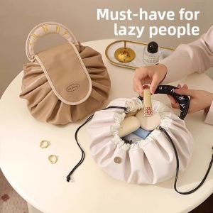 Capacity Waterproof Cosmetic Bag for Women – Travel-Friendly Tote with Easy Drawstring Closure