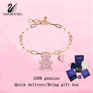 💎 Swarovski 💎 Womens fashion bracelet Rose Gold Pink Crystal Gemstone 5642978 Teddy Bear Bracelet Valentines Day gift Birthday gift