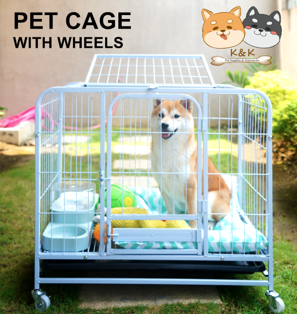 Dog Crate Dog Cage Dog Kennel with Four Wheels for Small Medium