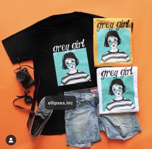 ELLIPSES.INC Tumblr Tee / T-Shirt / Kaos Wanita & Pria Lengan Pendek Grey Girl