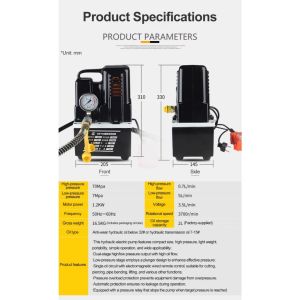 Dekes 220V 0.75KW QQ-700 Electric Hydraulic Pump Oil Pressure Pump Portable High Pressure Electric Pump Manual/foot Switch Hydraulic Station